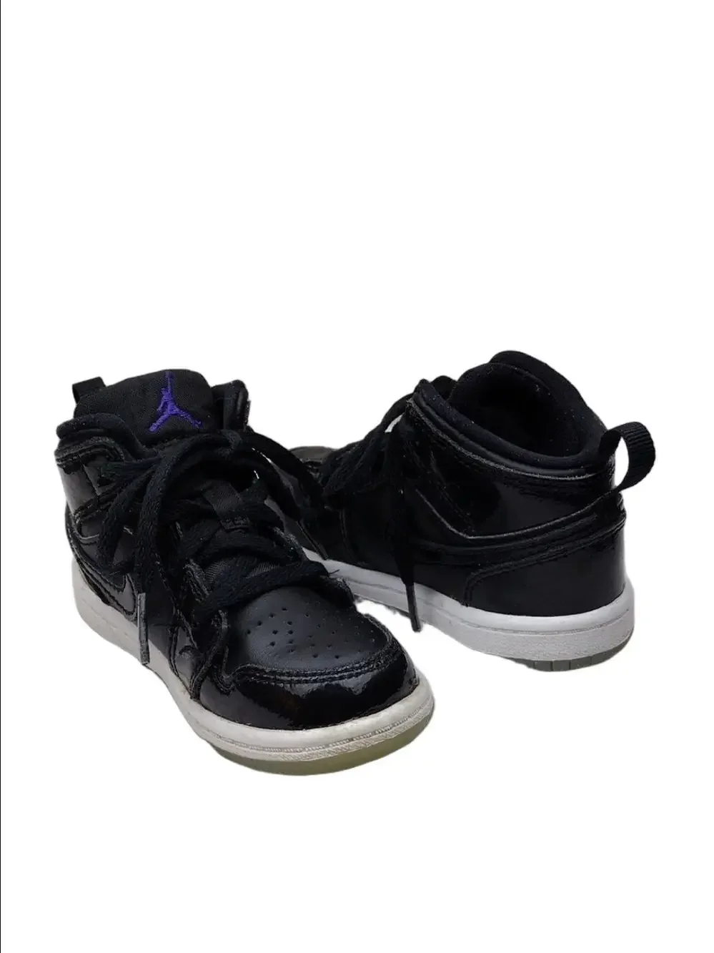 Nike Air Jordan 1 Mid Space Jam Black Leather High Top Lace Up Toddler Sneaker